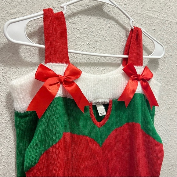 Planet Gold Christmas Elf Cold Shoulder Knit Dress (Flaws) Large - Picture 5 of 8